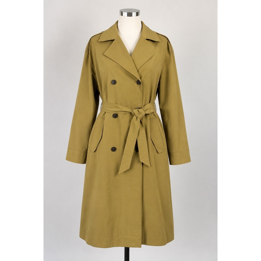 Womens Double Breasted Trench Coat Tan Khaki Oversized XS New Tags Quiet Luxury
